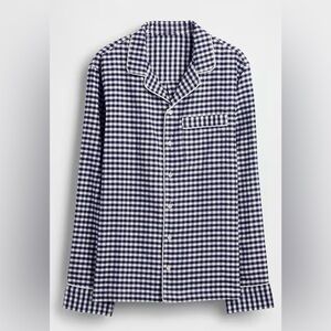 GAP Adult Softest Navy and White Button-Down PJ Shirt
